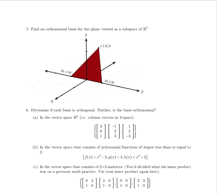 Find an orthonormal basis of the plane .