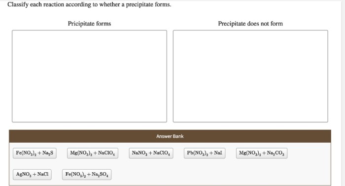 Classify according precipitate